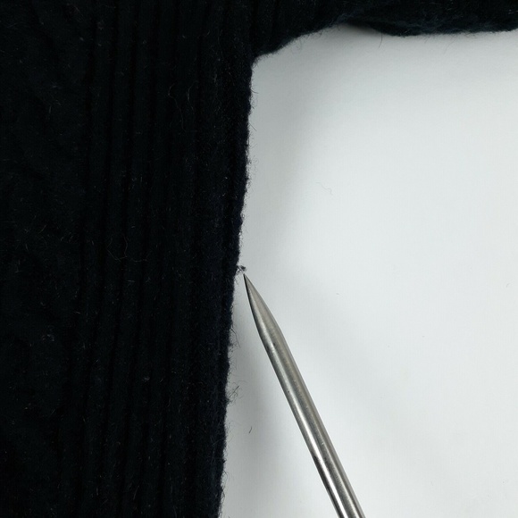 J.J. Browne Women's L Cardigan Shawl Sweater Wool-Blend Lounge Cable-Knit Black - Picture 11 of 12